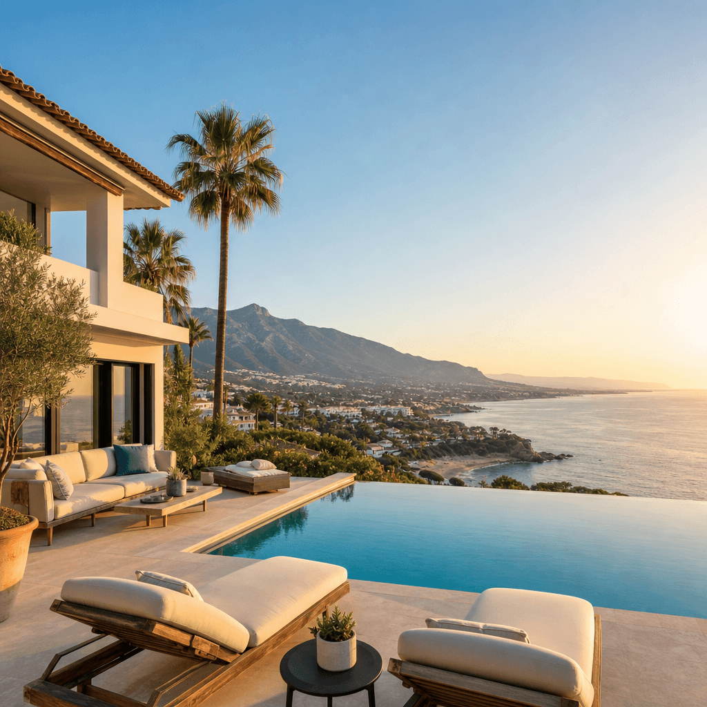 Elegant editorial WebP cover image for best places to buy property in Costa del Sol. Mediterranean Spanish coast, property lifestyle, premium but natural, no text, no logos. Web optimized, lightweight, suitable for fast page loading.