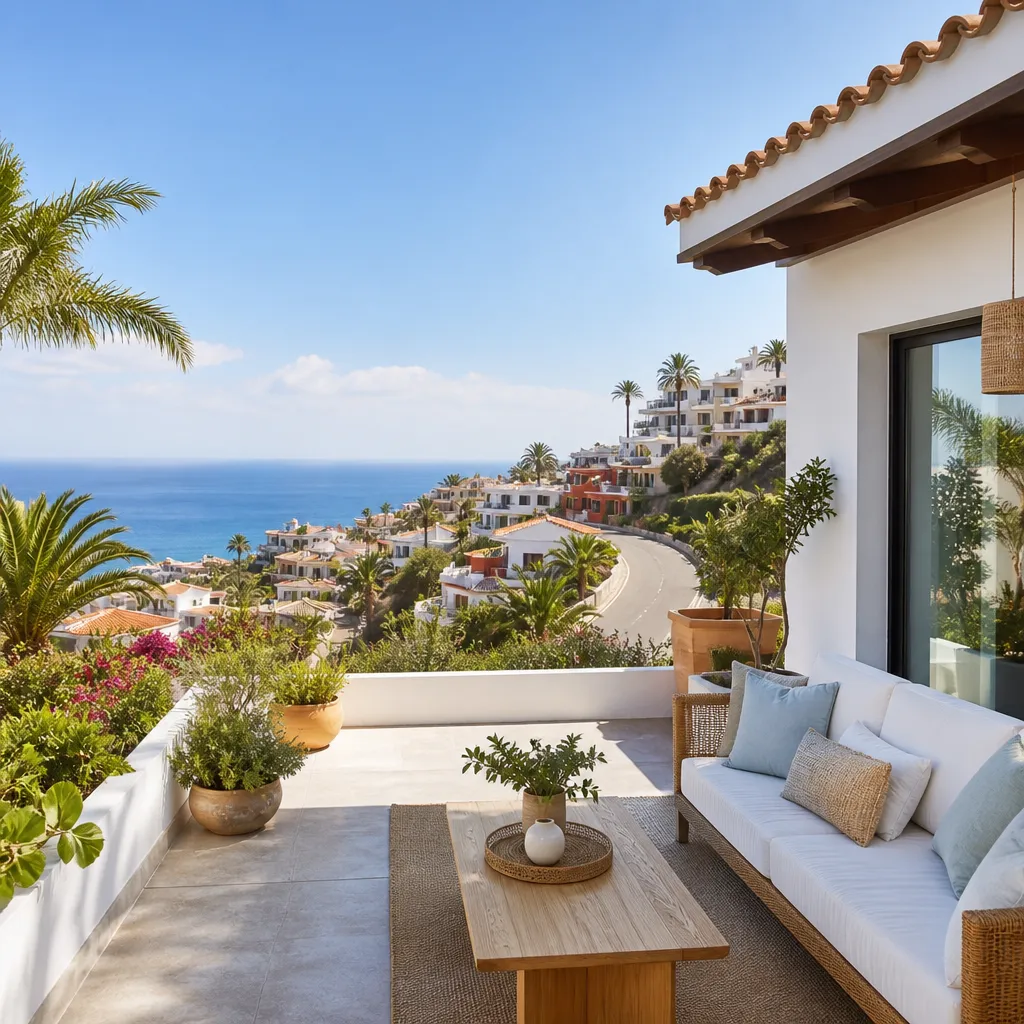 Editorial hero image for a Spanish property content hub article. Topic: Buying Property in Barranco Hondo, Spain: A Comprehensive Guide. Town: barranco-hondo. Elegant Mediterranean real estate lifestyle, bright natural light, no text, no logos.