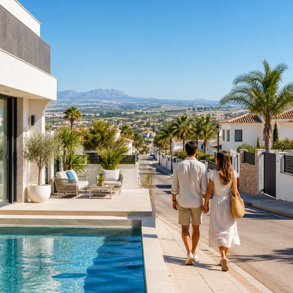 Editorial hero image for a Spanish property content hub article. Topic: Buying Property in Benijofar, Spain: A Comprehensive Guide. Region: costa-blanca. Town: benijofar. Elegant Mediterranean real estate lifestyle, bright natural light, no text, no logos.