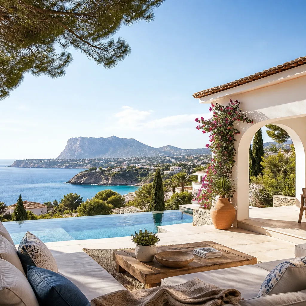 Editorial hero image for a Spanish property content hub article. Topic: Buying Property in Benissa, Spain: A Comprehensive Guide. Region: costa-blanca. Town: benissa. Elegant Mediterranean real estate lifestyle, bright natural light, no text, no logos.