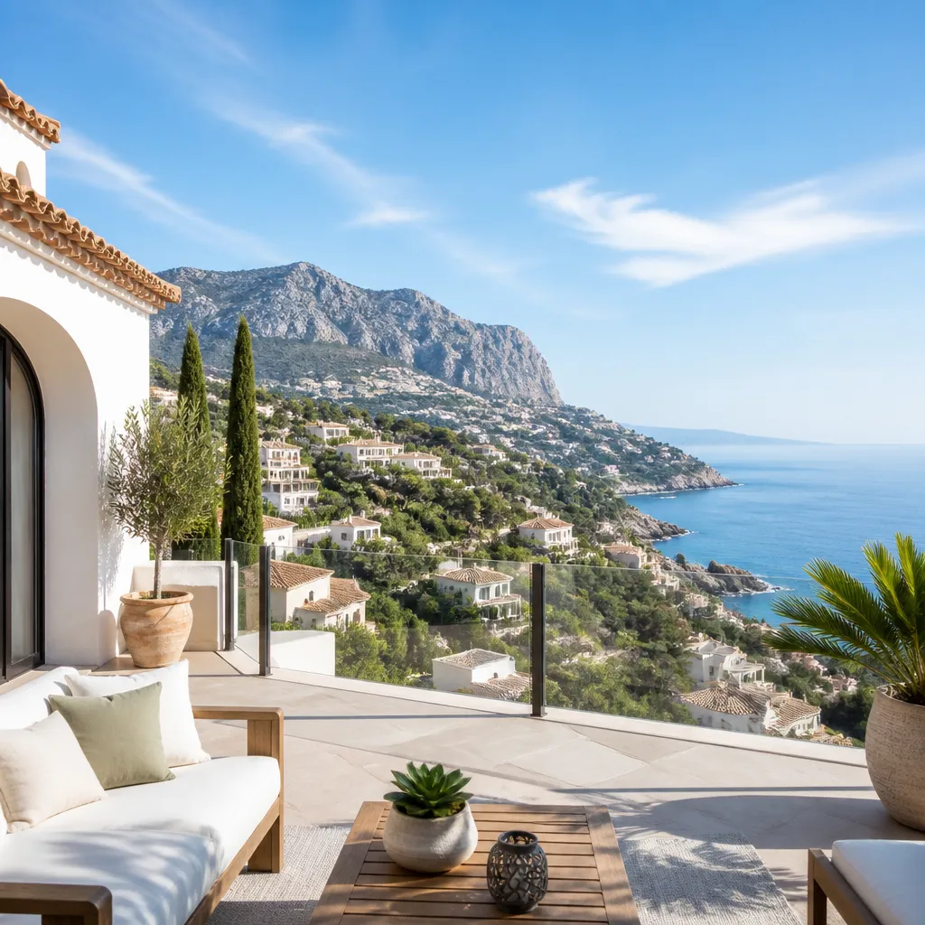 Editorial hero image for a Spanish property content hub article. Topic: Buying Property in Canuta, Spain: Your Complete Guide. Region: costa-blanca. Town: canuta. Elegant Mediterranean real estate lifestyle, bright natural light, no text, no logos.