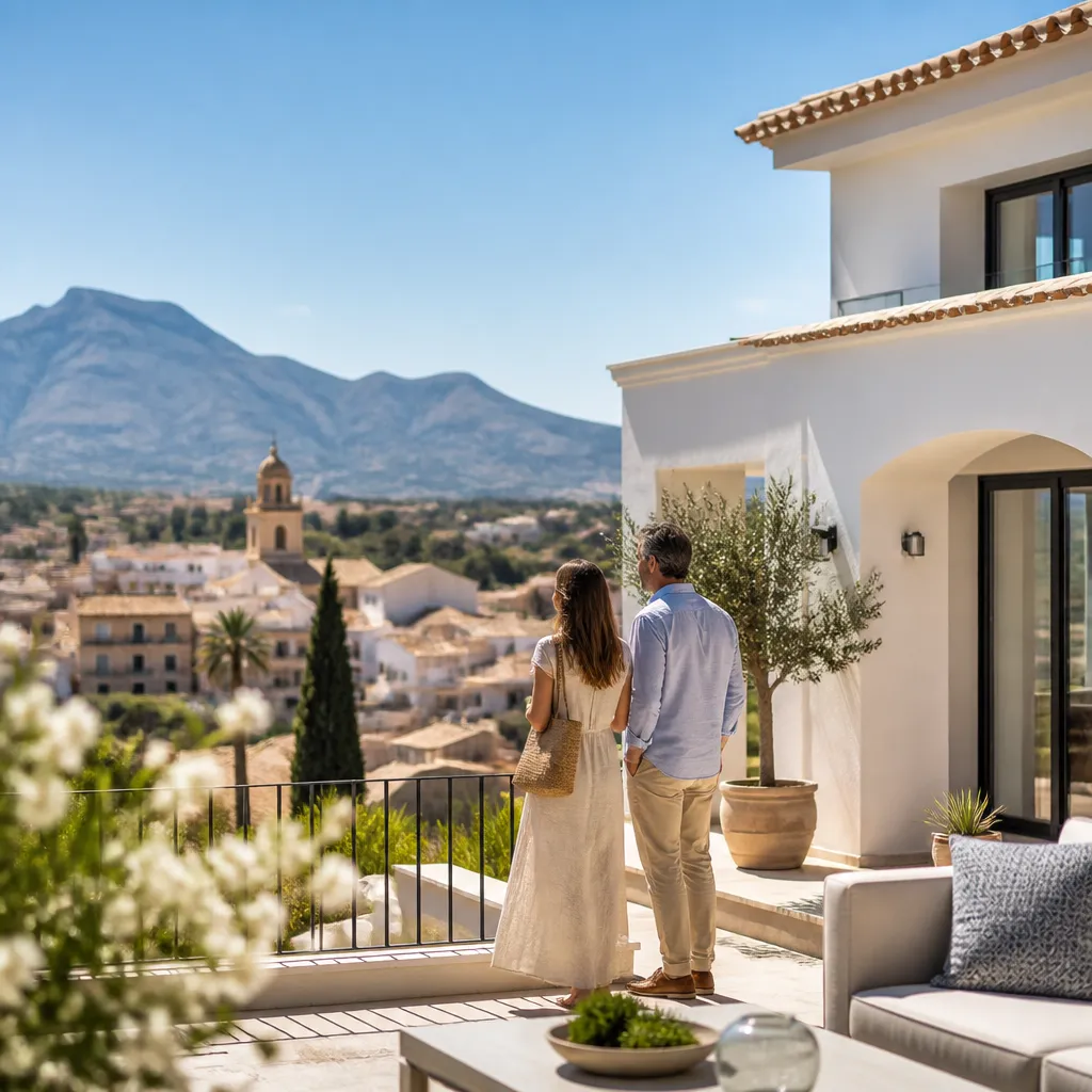 Editorial hero image for a Spanish property content hub article. Topic: Buying Property in Cox, Spain: A Comprehensive Guide. Region: costa-blanca. Town: cox. Elegant Mediterranean real estate lifestyle, bright natural light, no text, no logos.