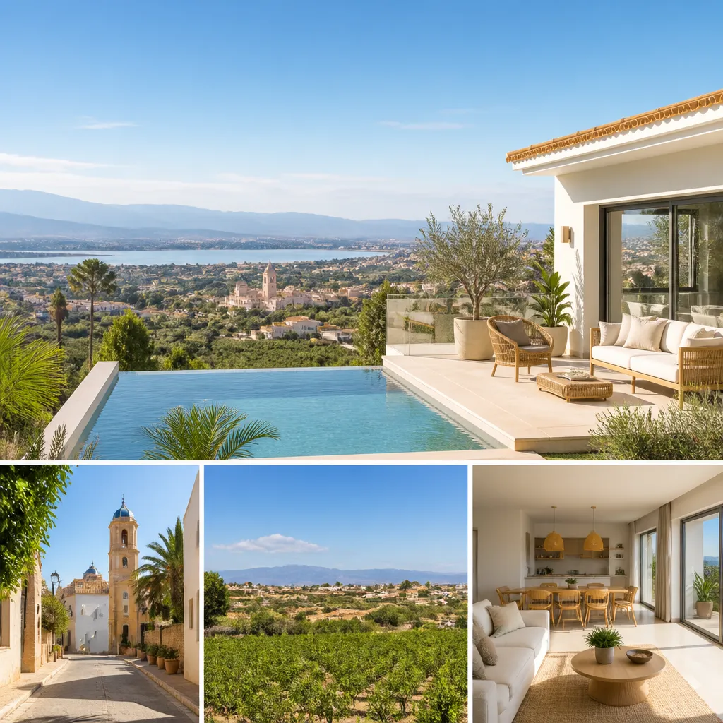 Editorial hero image for a Spanish property content hub article. Topic: Buying Property in Desamparados Hurchillo Torremendo, Spain: A Comprehensive Guide. Region: costa-blanca. Town: desamparados-hurchillo-torremendo. Elegant Mediterranean real estate lifestyle, bright natural light, no text, no logos.