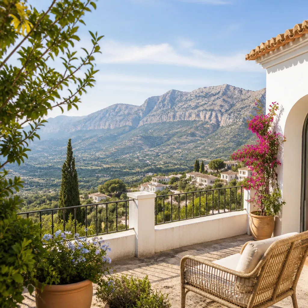 Editorial hero image for a Spanish property content hub article. Topic: A Comprehensive Guide to Buying Property in El Fondo De Les Neus, Spain. Region: costa-blanca. Town: el-fondo-de-les-neus. Elegant Mediterranean real estate lifestyle, bright natural light, no text, no logos.