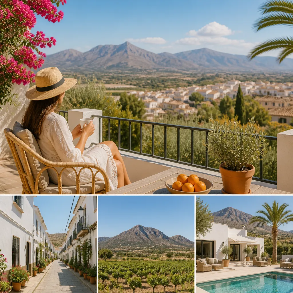 Editorial hero image for a Spanish property content hub article. Topic: Buying Property in Hondon De Las Nieves, Spain: A Comprehensive Guide. Region: costa-blanca. Town: hondon-de-las-nieves. Elegant Mediterranean real estate lifestyle, bright natural light, no text, no logos.
