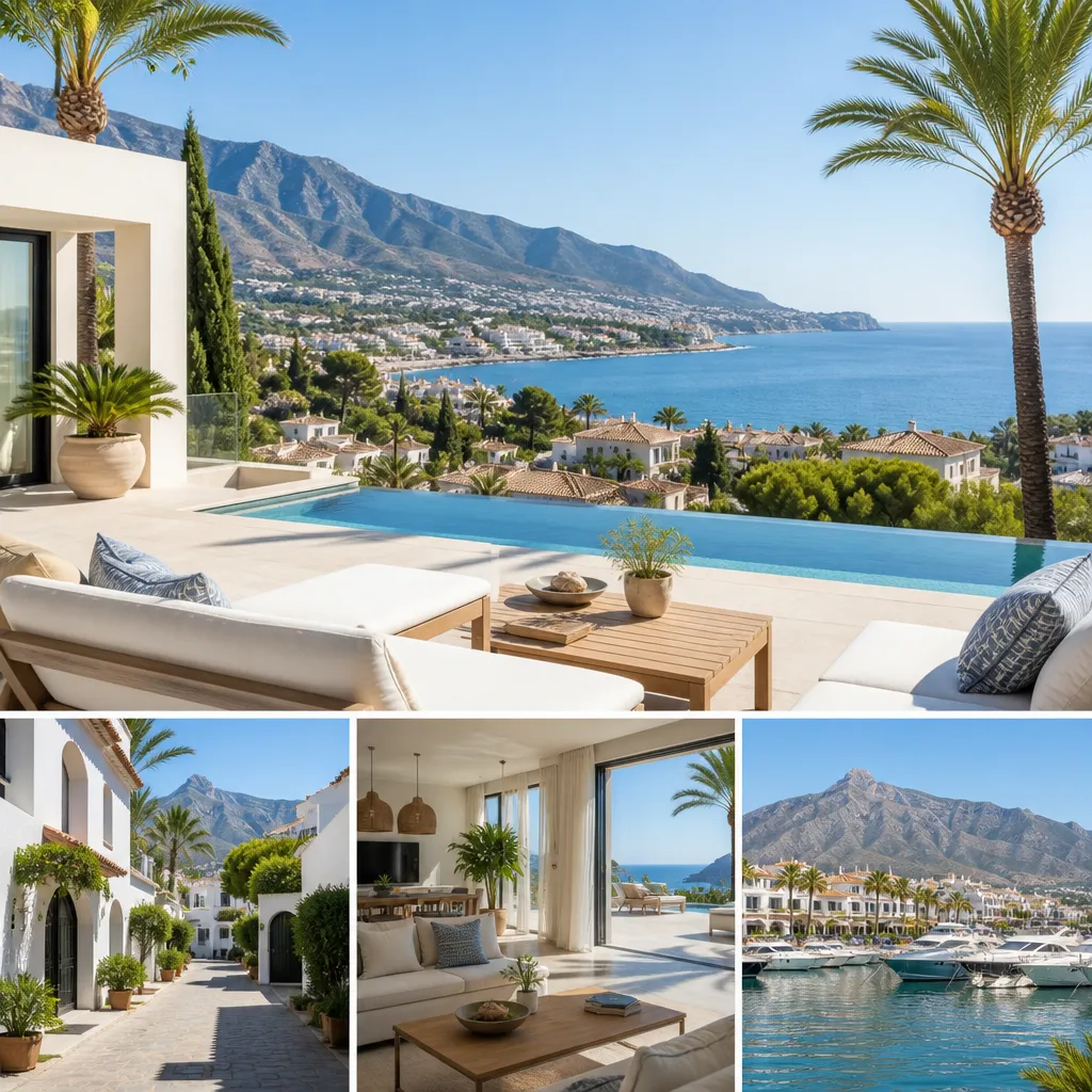 Editorial hero image for a Spanish property content hub article. Topic: Buying Property in Las Brisas, Spain: A Comprehensive Guide. Region: costa-blanca. Town: las-brisas. Elegant Mediterranean real estate lifestyle, bright natural light, no text, no logos.