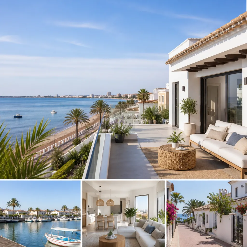 Editorial hero image for a Spanish property content hub article. Topic: A Comprehensive Guide to Buying Property in Lo Pagán, Spain. Region: costa-blanca. Town: lo-pagan. Elegant Mediterranean real estate lifestyle, bright natural light, no text, no logos.