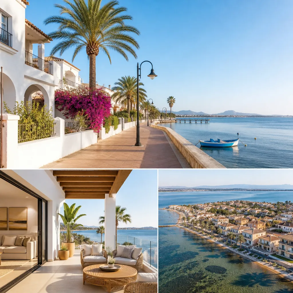 Editorial hero image for a Spanish property content hub article. Topic: Buying Property in Los Narejos Punta Calera, Spain: A Comprehensive Guide. Town: los-narejos-punta-calera. Elegant Mediterranean real estate lifestyle, bright natural light, no text, no logos.