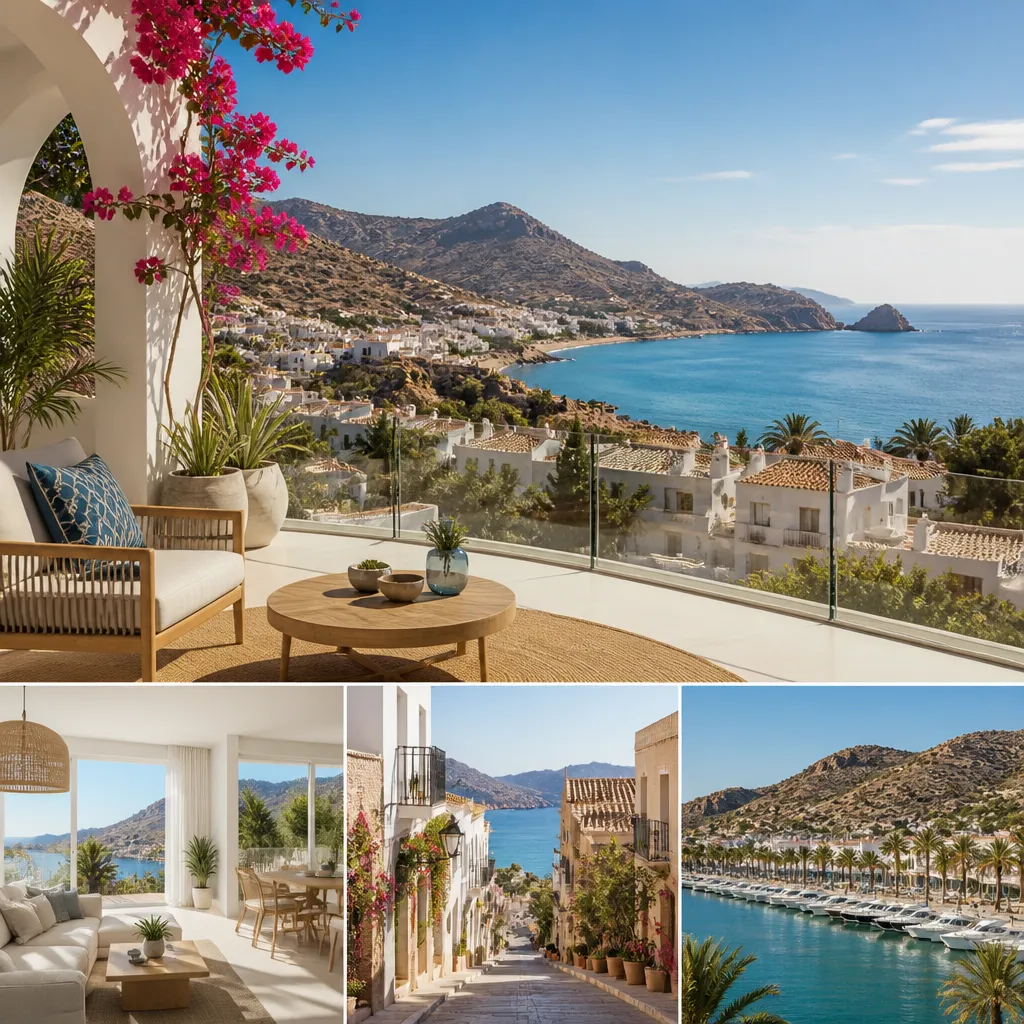Editorial hero image for a Spanish property content hub article. Topic: Buying Property in Mazarron, Spain: A Comprehensive Guide. Region: costa-blanca. Town: mazarron. Elegant Mediterranean real estate lifestyle, bright natural light, no text, no logos.