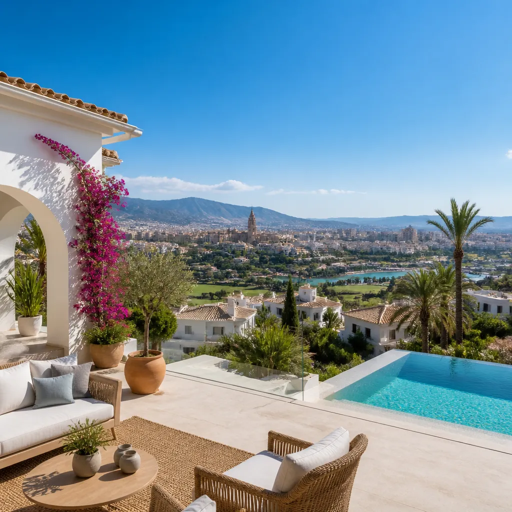 Editorial hero image for a Spanish property content hub article. Topic: Buying Property in Murcia, Spain: A Comprehensive Guide. Region: costa-blanca. Town: murcia. Elegant Mediterranean real estate lifestyle, bright natural light, no text, no logos.