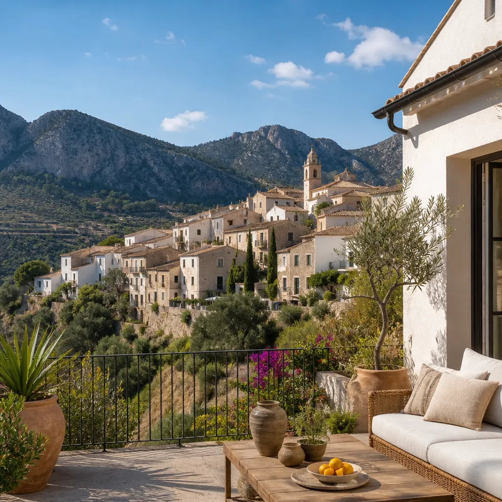 Editorial hero image for a Spanish property content hub article. Topic: Buying Property in Penaguila, Spain: A Comprehensive Guide. Town: penaguila. Elegant Mediterranean real estate lifestyle, bright natural light, no text, no logos.