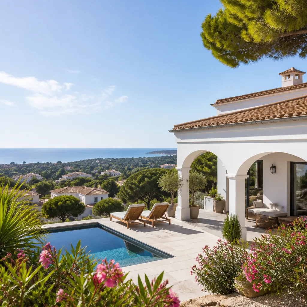 Editorial hero image for a Spanish property content hub article. Topic: Buying Property in Pinar De Campoverde, Spain: Your Complete Guide. Region: costa-blanca. Town: pinar-de-campoverde. Elegant Mediterranean real estate lifestyle, bright natural light, no text, no logos.