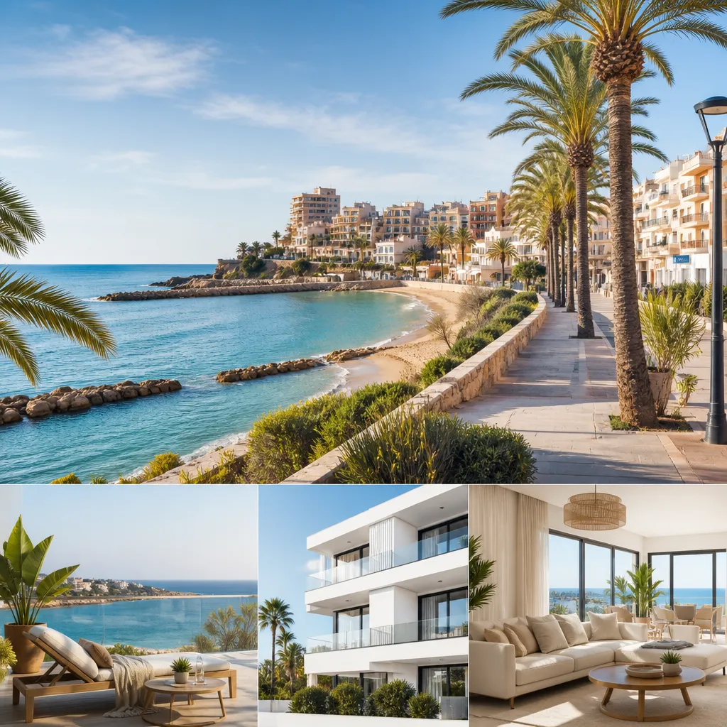 Editorial hero image for a Spanish property content hub article. Topic: Buying Property in Playa Del Cura, Spain: A Comprehensive Guide. Region: costa-blanca. Town: playa-del-cura. Elegant Mediterranean real estate lifestyle, bright natural light, no text, no logos.