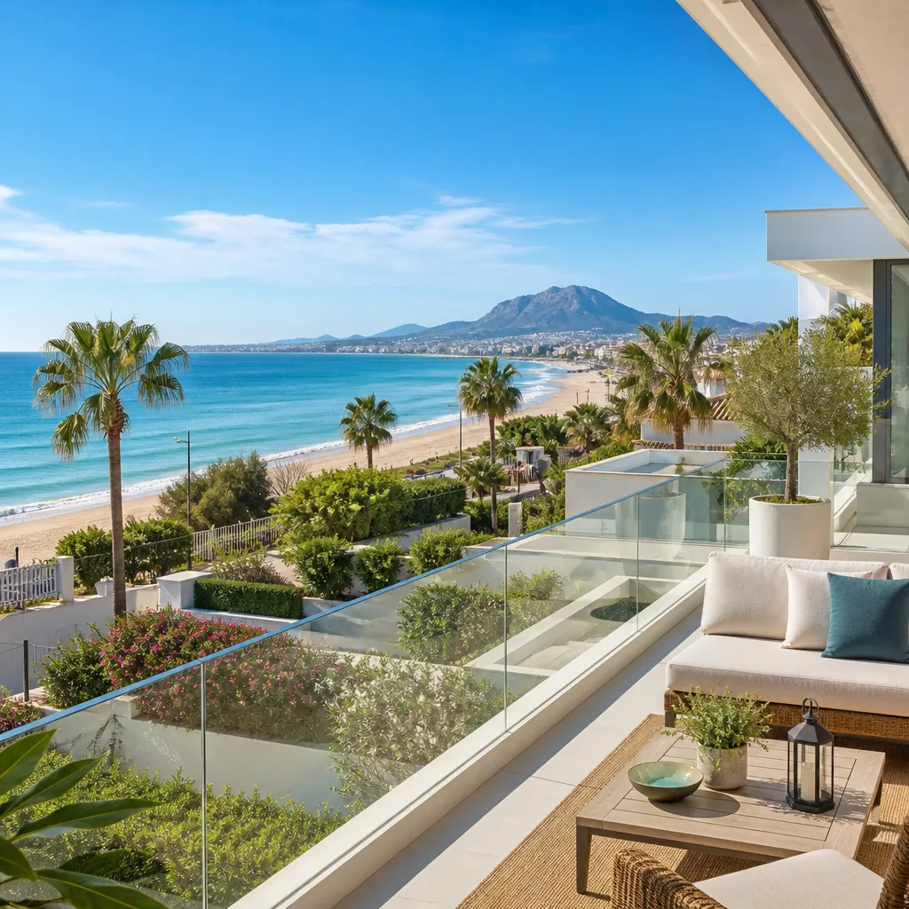 Editorial hero image for a Spanish property content hub article. Topic: Buying Property in Playa Muchavista, Spain: A Comprehensive Guide. Region: costa-blanca. Town: playa-muchavista. Elegant Mediterranean real estate lifestyle, bright natural light, no text, no logos.