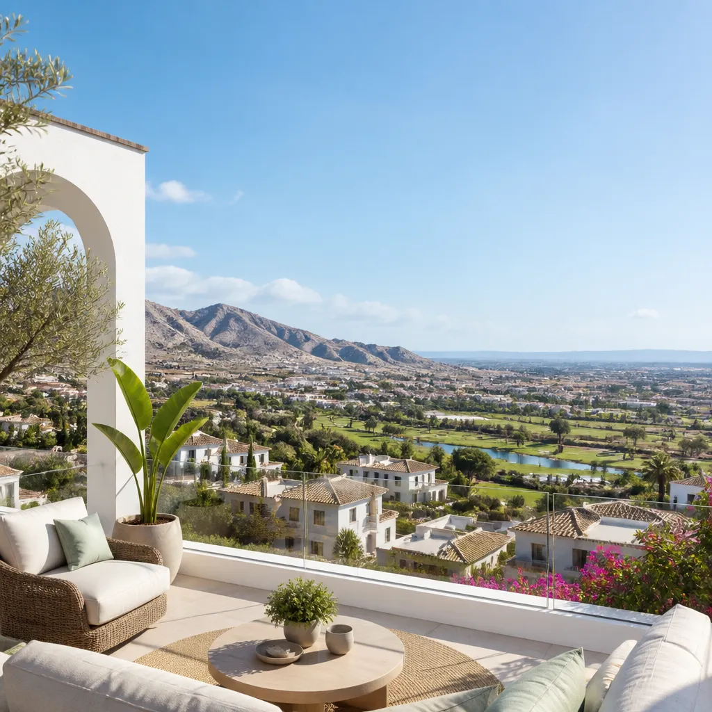 Editorial hero image for a Spanish property content hub article. Topic: Buying Property in Rojales, Spain: A Comprehensive Guide. Region: costa-blanca. Town: rojales. Elegant Mediterranean real estate lifestyle, bright natural light, no text, no logos.