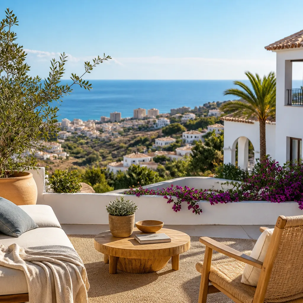 Editorial hero image for a Spanish property content hub article. Topic: A Comprehensive Guide to Buying Property in Torreblanca, Spain. Town: torreblanca. Elegant Mediterranean real estate lifestyle, bright natural light, no text, no logos.