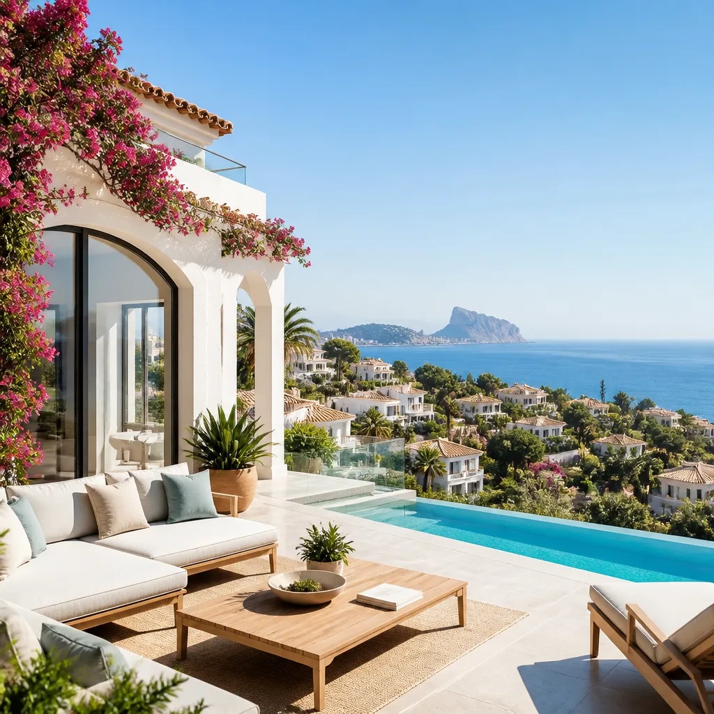 Editorial hero image for a Spanish property content hub article. Topic: A Comprehensive Guide to Buying Property in Urbanizaciones, Spain. Region: costa-blanca. Town: urbanizaciones. Elegant Mediterranean real estate lifestyle, bright natural light, no text, no logos.