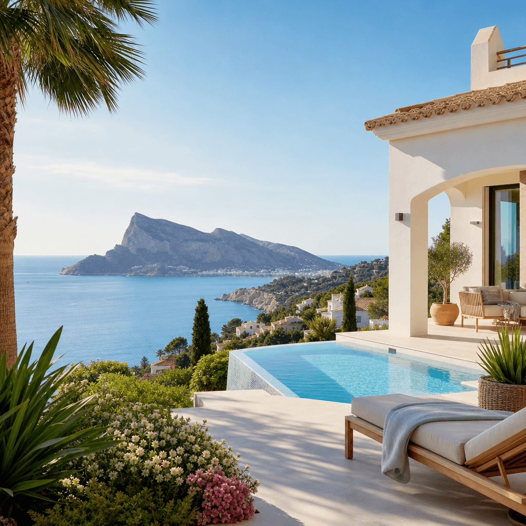 Elegant editorial WebP cover image for Costa Blanca property guide. Mediterranean Spanish coast, property lifestyle, premium but natural, no text, no logos. Web optimized, lightweight, suitable for fast page loading.