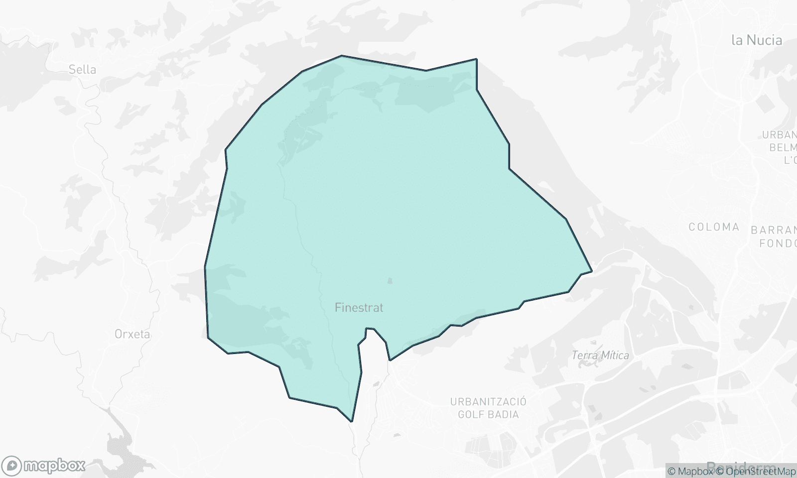 Illustratieve kaart van Finestrat Pueblo