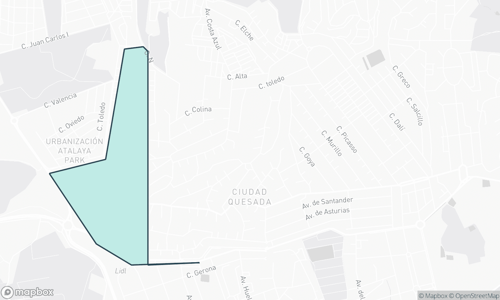 Illustrativt kart over Centro De La Ciudad Quesada