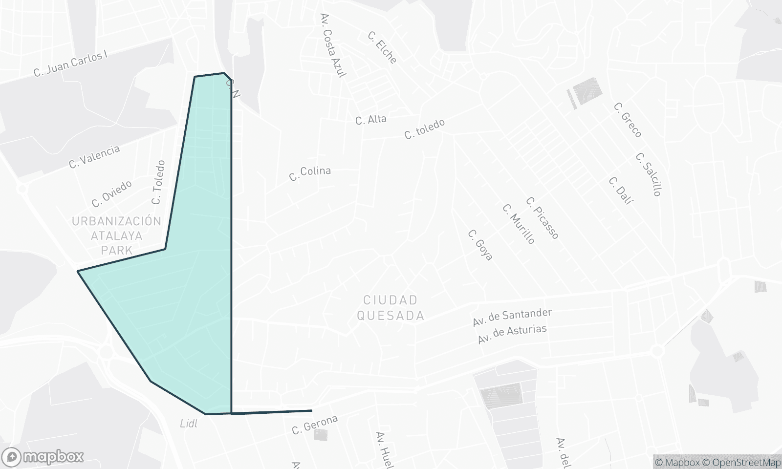 Illustratieve kaart van Centro De La Ciudad Quesada