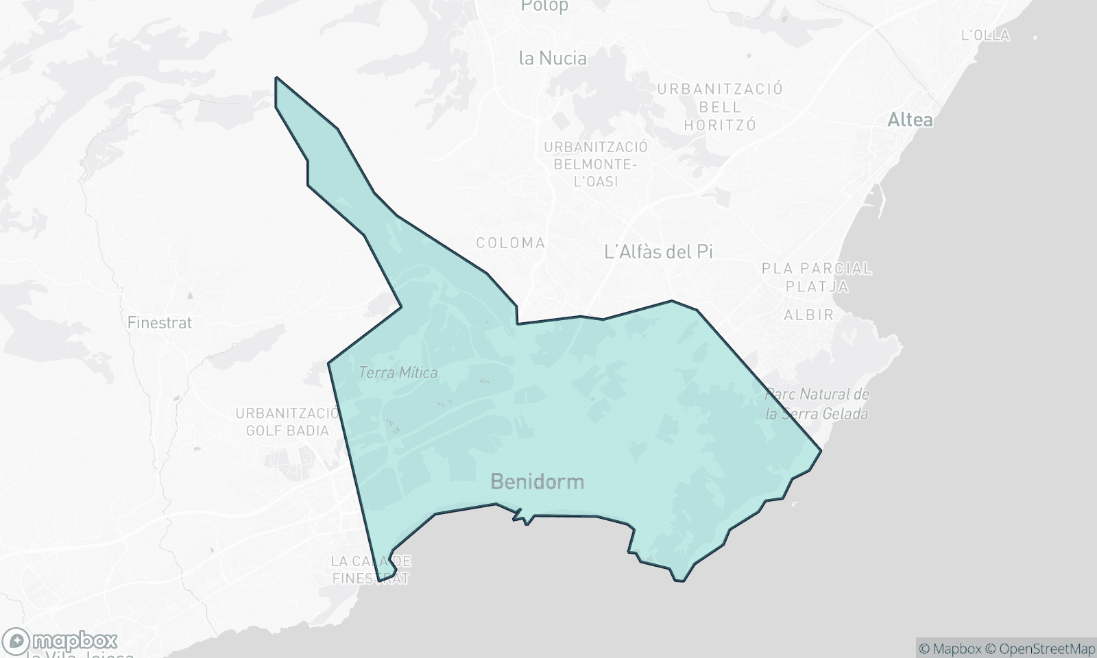 Illustrative map of Benidorm